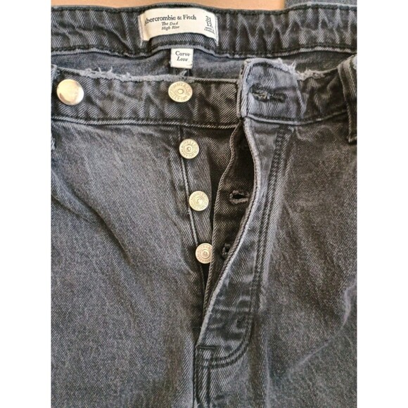 Abercrombie & Fitch The Dad High Rise Curve Love Jeans Size 31 Black Button Fly - Picture 5 of 10